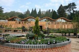 View of garden centre and coffee room at Batsford Arboretum