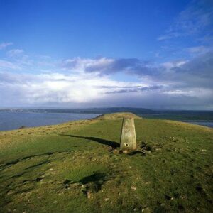 View of trig point at National Trust Brean Down
