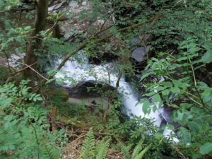 Aerial view of waterfall at Glen Lyn Gorge.