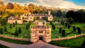 Areial view of buildings at National Trust Lanhydrock.
