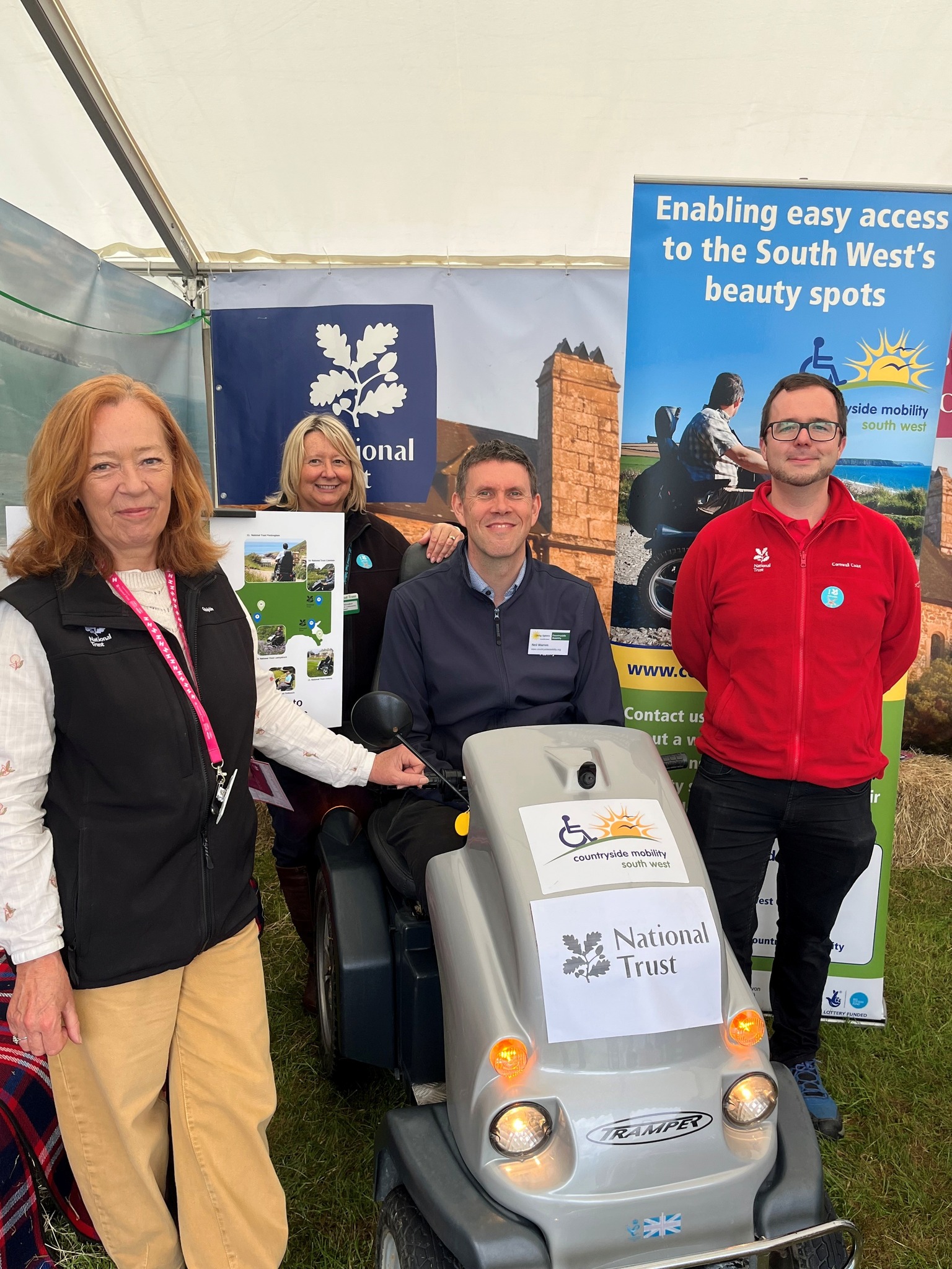 Neil is joined by the National Trust team on the show stand, Neil sits in an off-road mobility scooter.